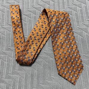 Ermenegildo Zegna orange fan printed geometric silk tie